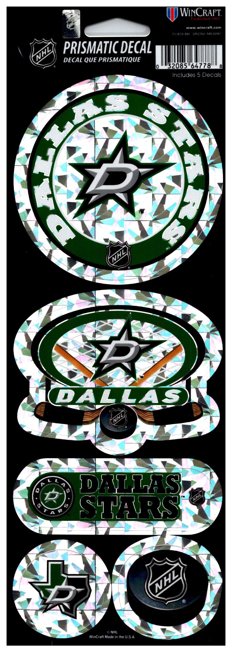 (HCW) Dallas Stars Prismatic 4"x11" Shiny Decals Sticker Sheet Image 1