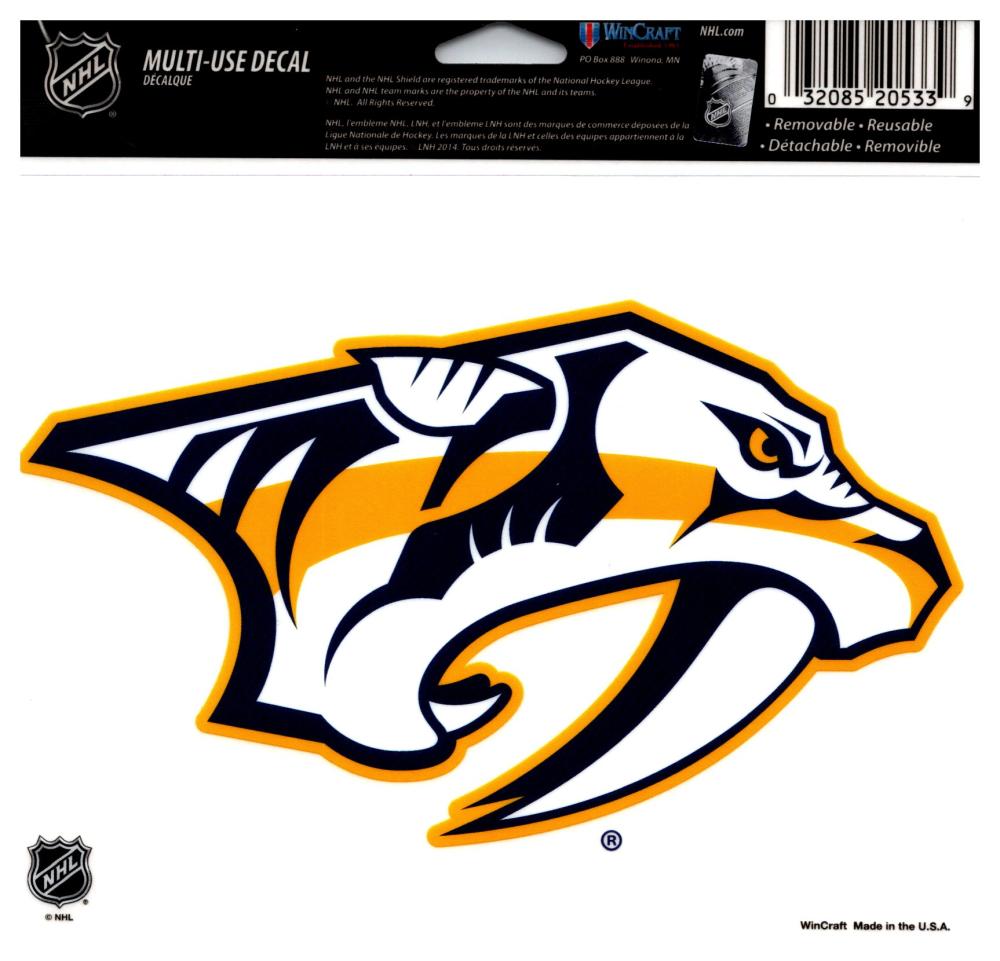 Nashville Predators Multi-Use Coloured Decal Sticker 5"x6" Licensed