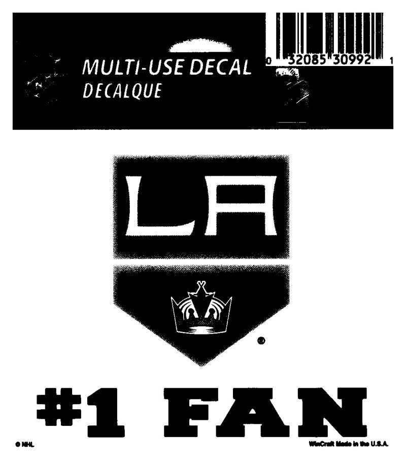 (HCW) Los Angeles Kings #1 Fan Coloured Decal Sticker 3"x4" NHL Licensed Image 1