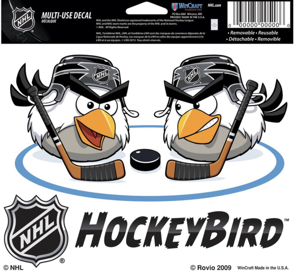 (HCW) NHL Hockey Angry Bird Multi-Use Coloured Decal Sticker 5"x6" Image 1