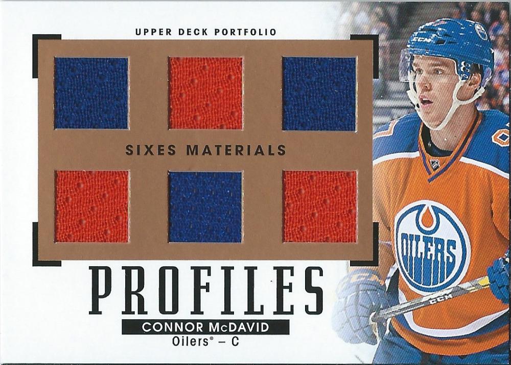 (HCW) 2015-16 Upper Deck Portfolio Materials Six Jersey Connor McDavid RC Rookie