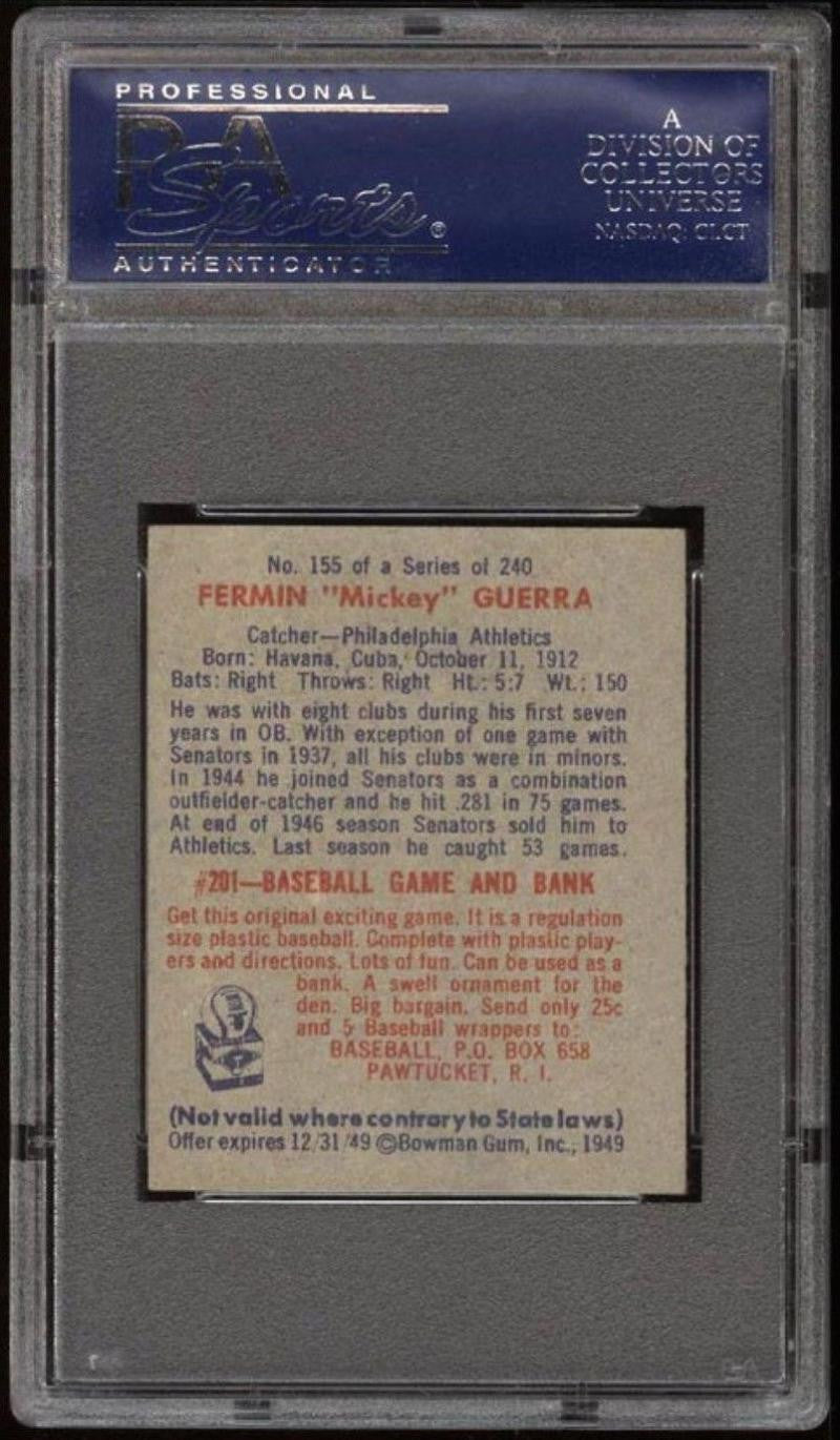 1949 Bowman #155 FERMIN "MICKEY" GUERRA PSA 5 Baseball Card MLB