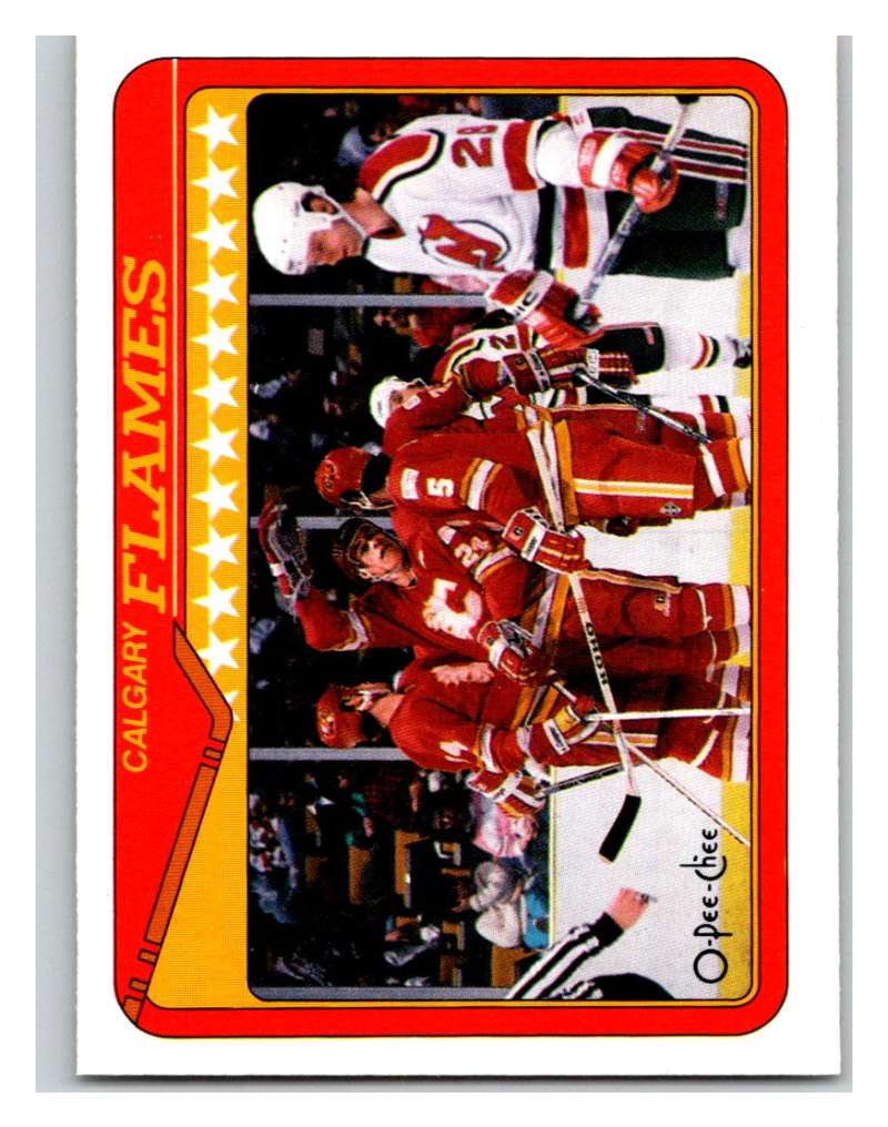 1990-91 O-Pee-Chee #38 Flames Team Mint Image 1