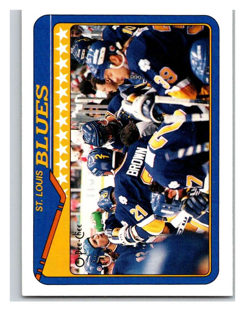 1990-91 O-Pee-Chee #220 Blues Team Mint Image 1