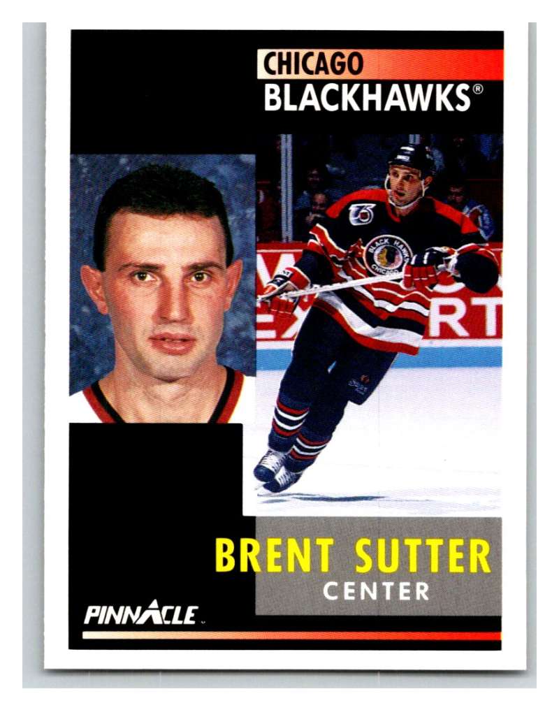 1991-92 Pinnacle #79 Brent Sutter Blackhawks Image 1
