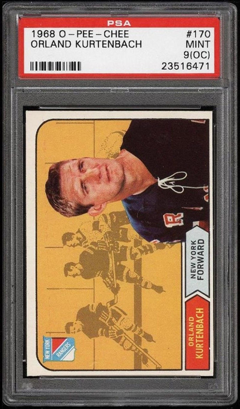 1968 O-Pee-Chee #170 ORLAND KURTENBACH PSA 9 MT - Vintage NHL #23516471 Image 2