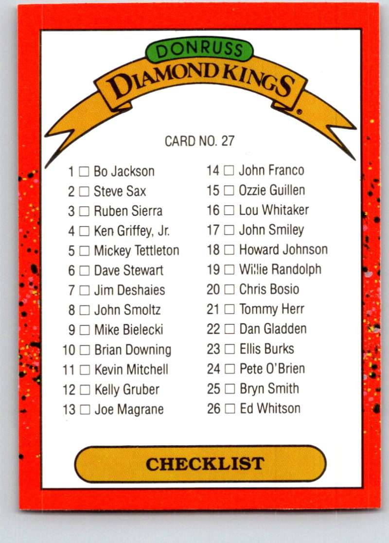 1990 Donruss #27 Checklist DK Mint Image 1