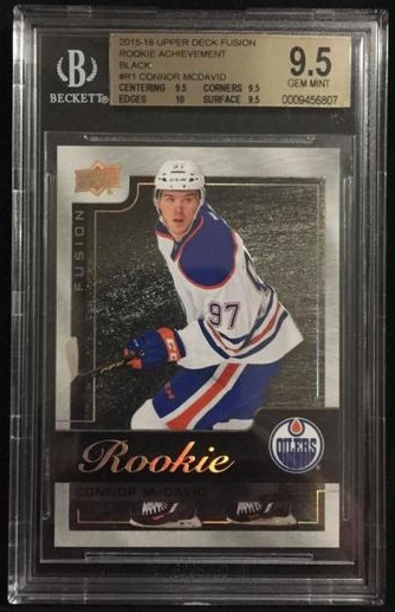 2015-16 Upper Deck Fusion Black CONNOR McDAVID BGS 9.5 Rookie RC UD