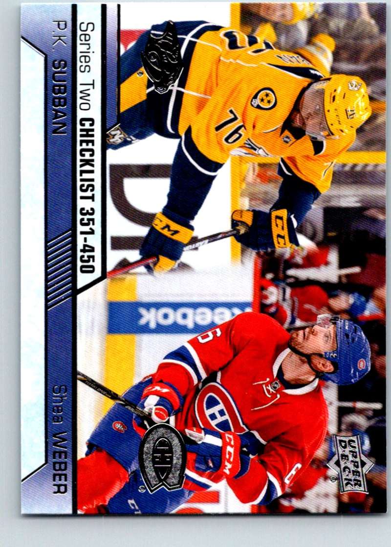 2016-17 Upper Deck #450 P.K. Subban/Shea Weber CL Mint Image 1