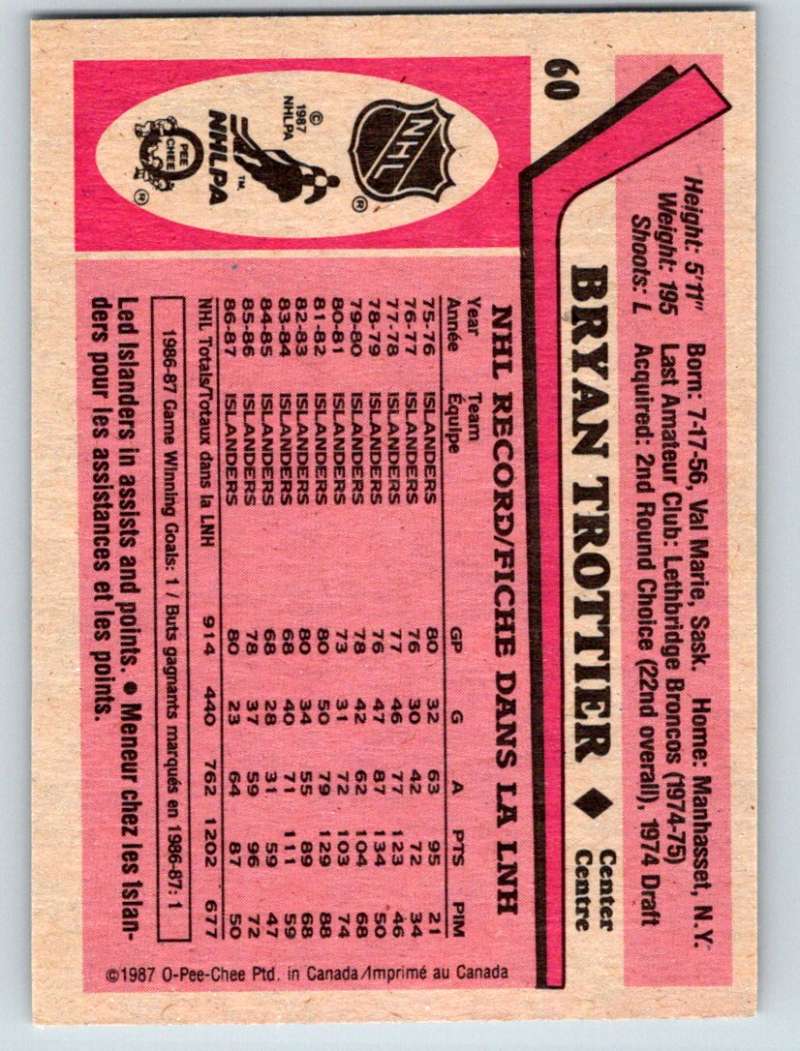 1987-88 O-Pee-Chee #60 Bryan Trottier NY Islanders Mint