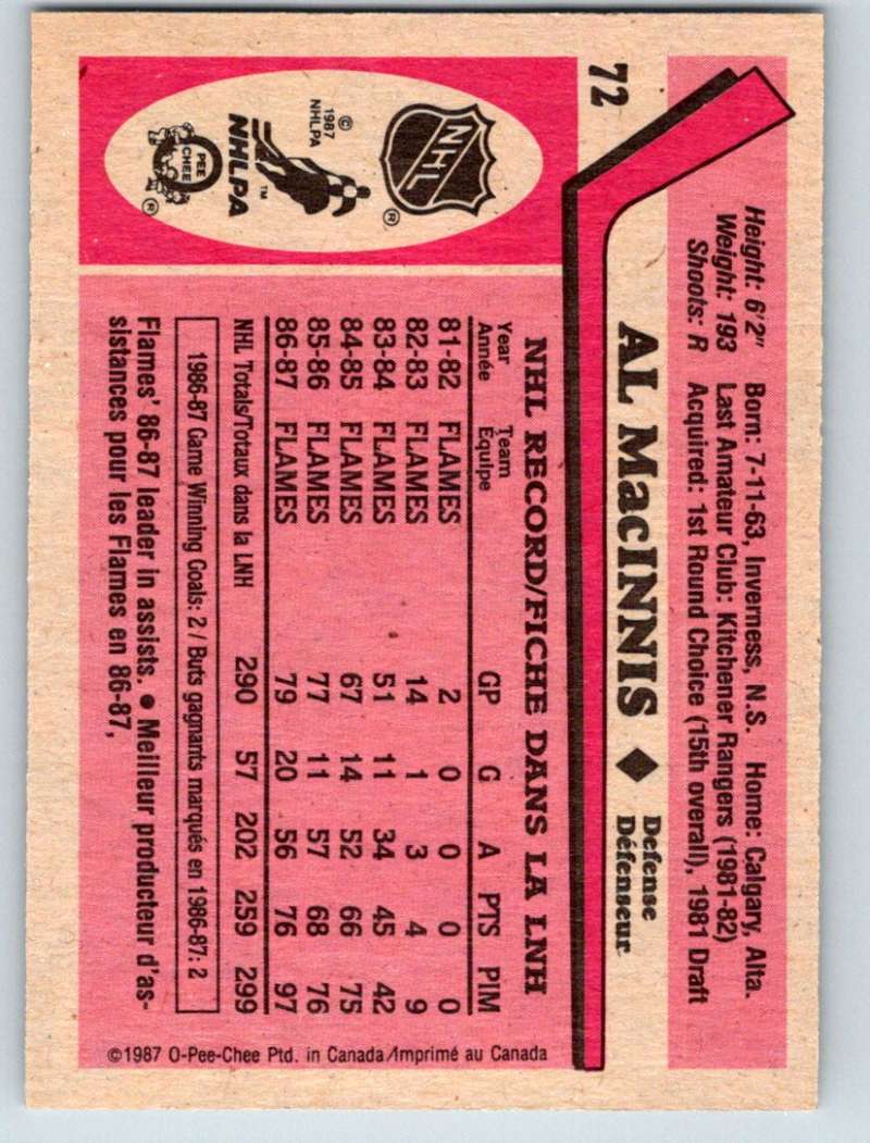 1987-88 O-Pee-Chee #72 Al MacInnis Flames Mint