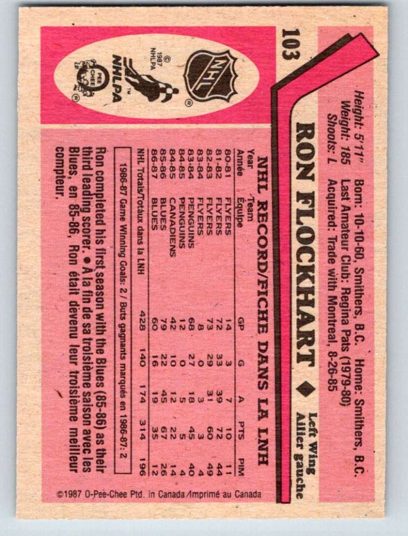1987-88 O-Pee-Chee #103 Ron Flockhart Blues Mint