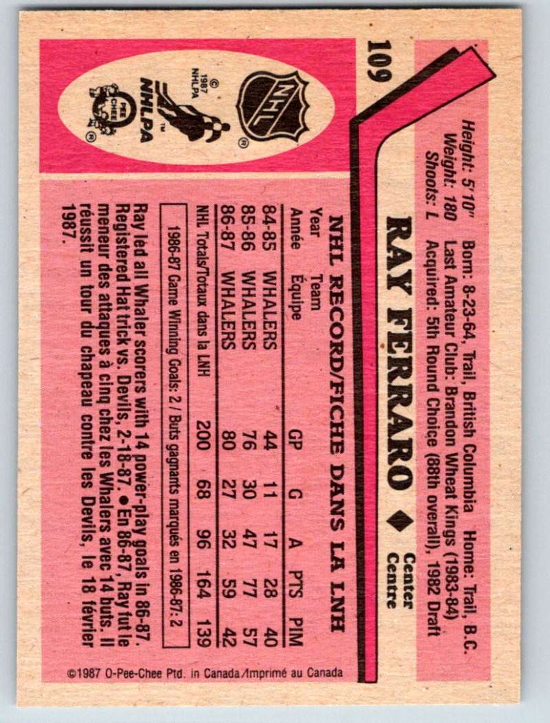 1987-88 O-Pee-Chee #109 Ray Ferraro Whalers Mint