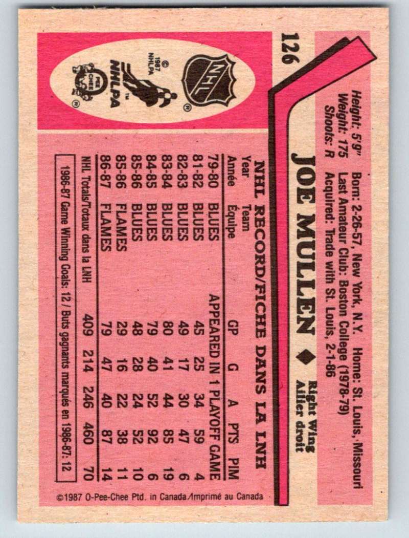 1987-88 O-Pee-Chee #126 Joe Mullen Flames Mint