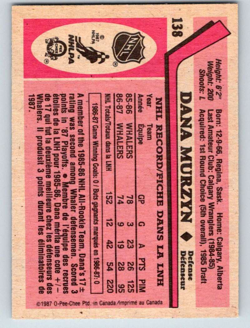1987-88 O-Pee-Chee #138 Dana Murzyn Whalers Mint