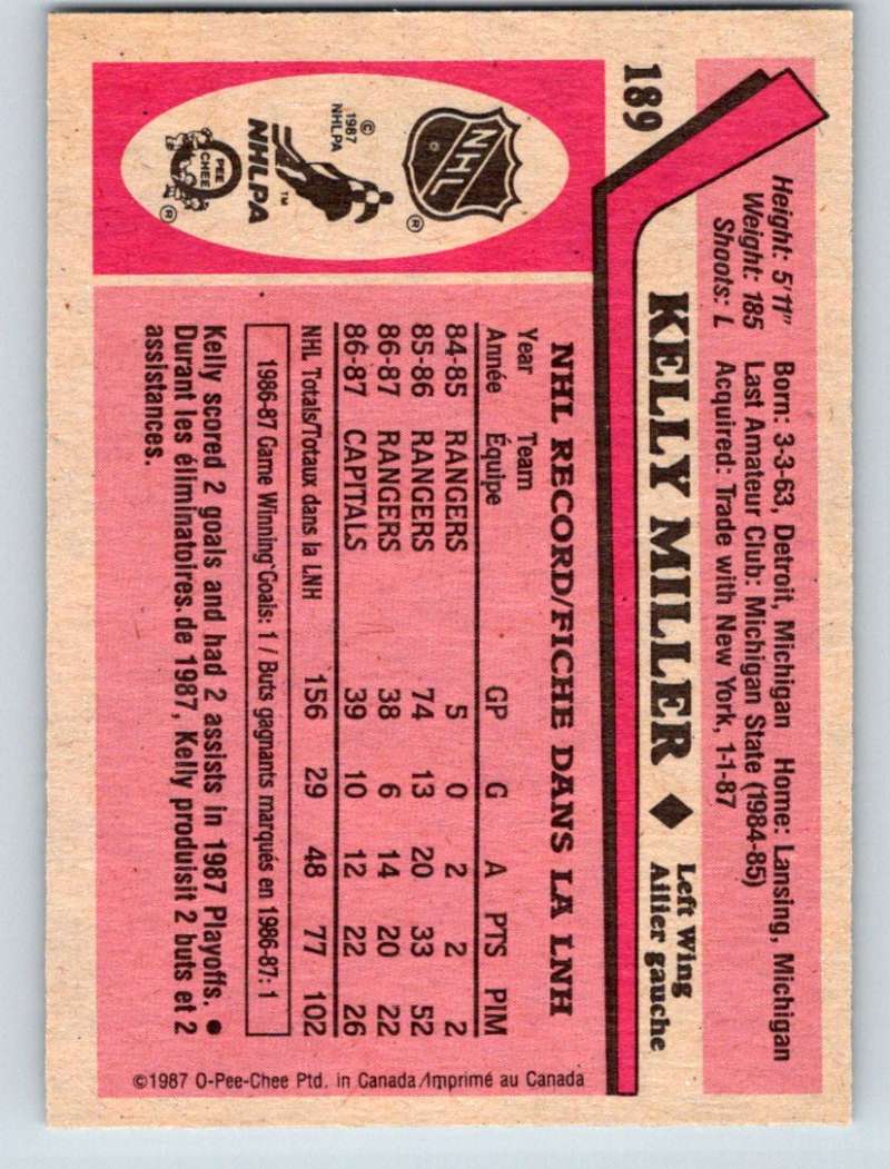 1987-88 O-Pee-Chee #189 Kelly Miller RC Rookie Capitals Mint