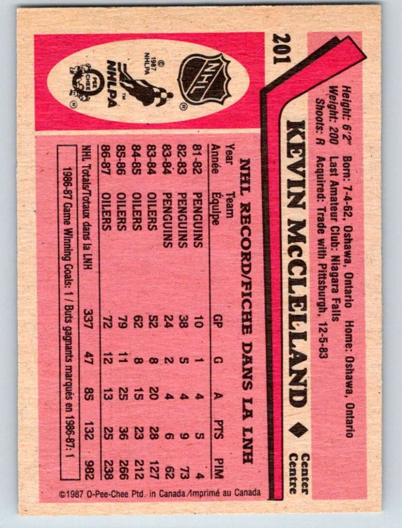 1987-88 O-Pee-Chee #201 Kevin McClelland Oilers Mint