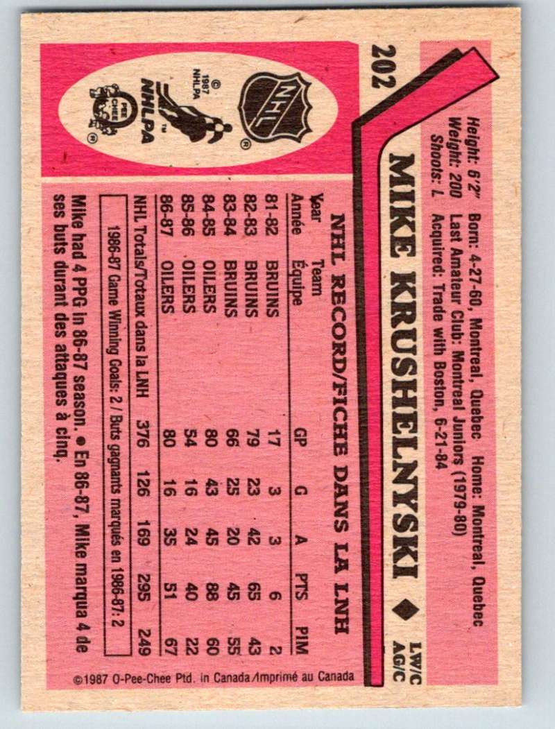1987-88 O-Pee-Chee #202 Mike Krushelnyski Oilers Mint