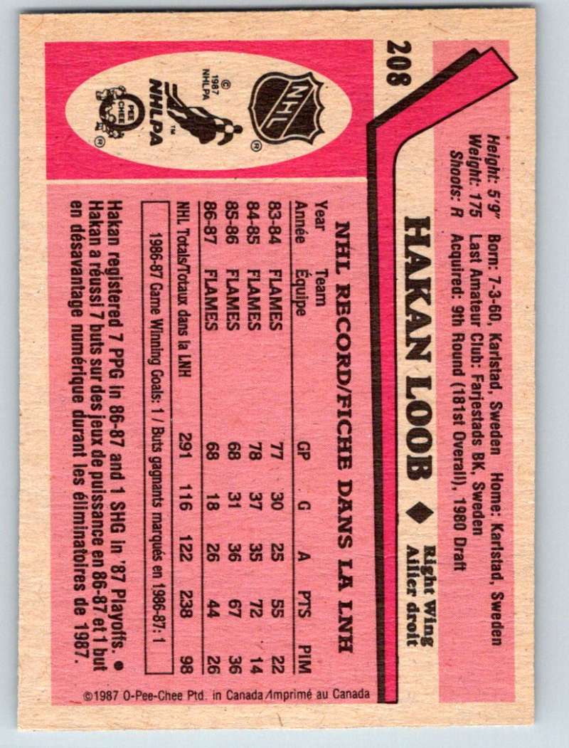 1987-88 O-Pee-Chee #208 Hakan Loob Flames Mint