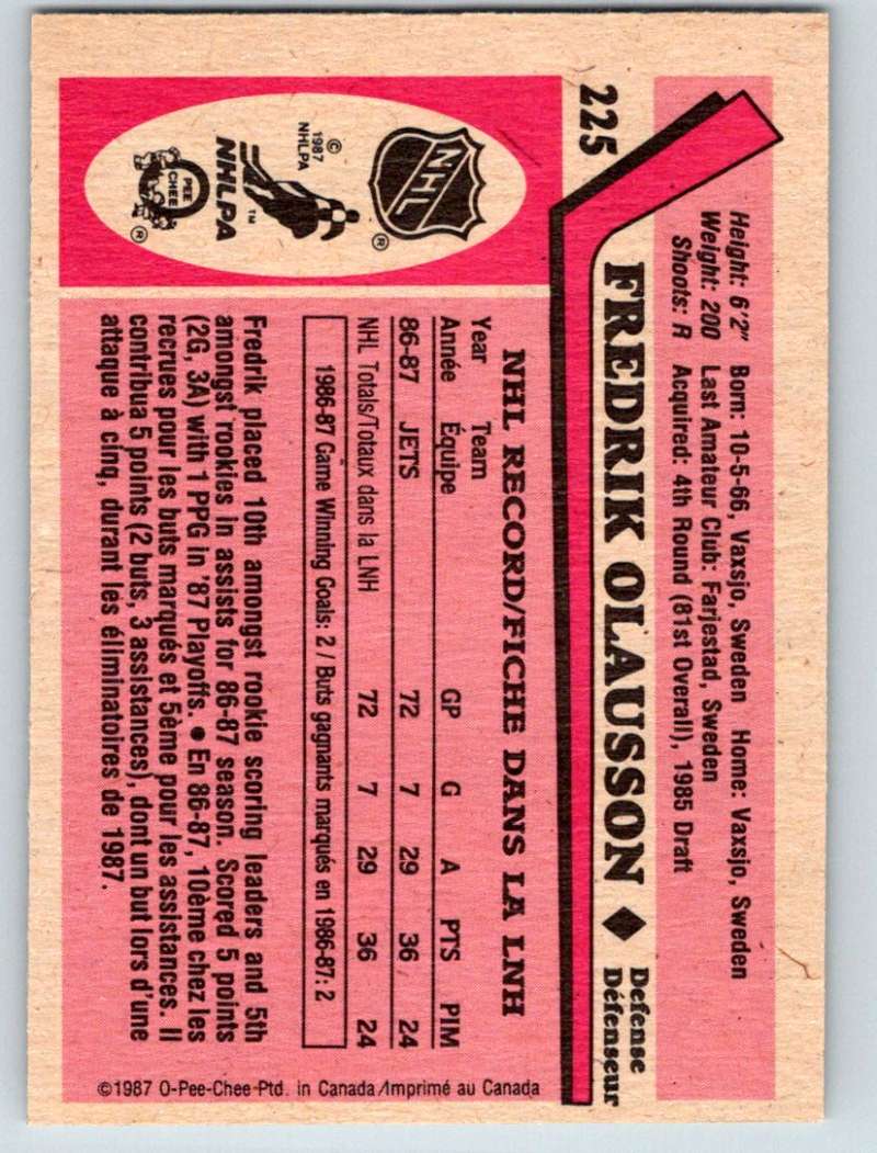 1987-88 O-Pee-Chee #225 Fredrik Olausson RC Rookie Mint