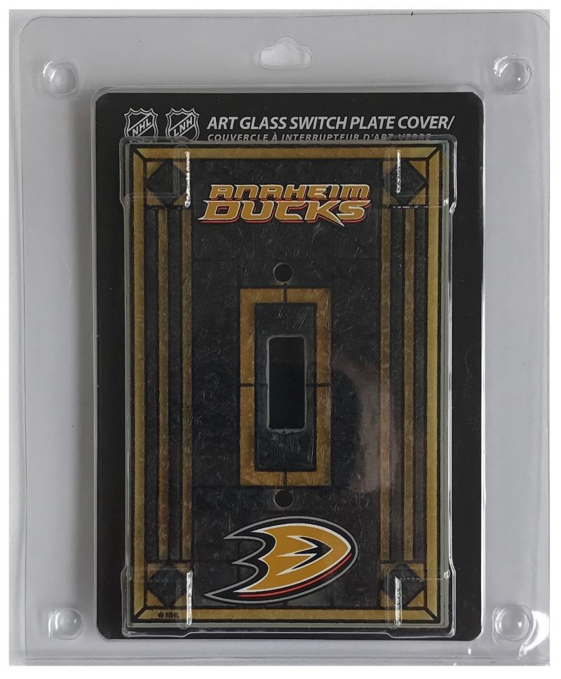 Anaheim Ducks 5"x3.5" Art Glass Switch Plate Cover With Screws Image 1