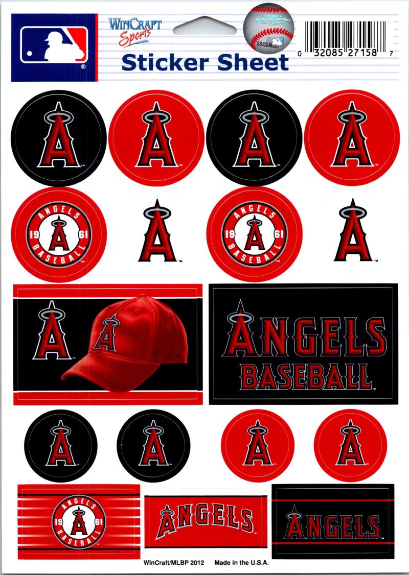 (HCW) California Angels Vinyl Sticker Sheet 5"x7" Decals MLB Licensed Authentic Image 1
