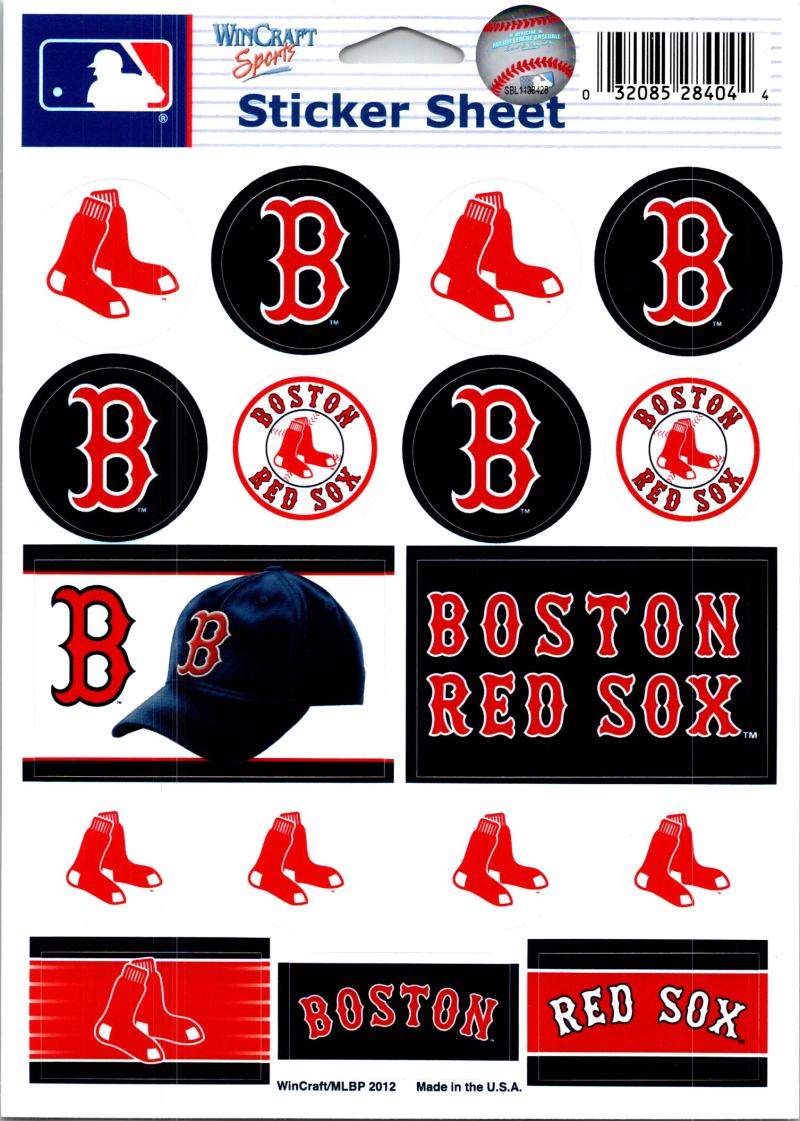 WinCraft MLB Boston Red Sox Vinyl Sticker Sheet, 5 x 7