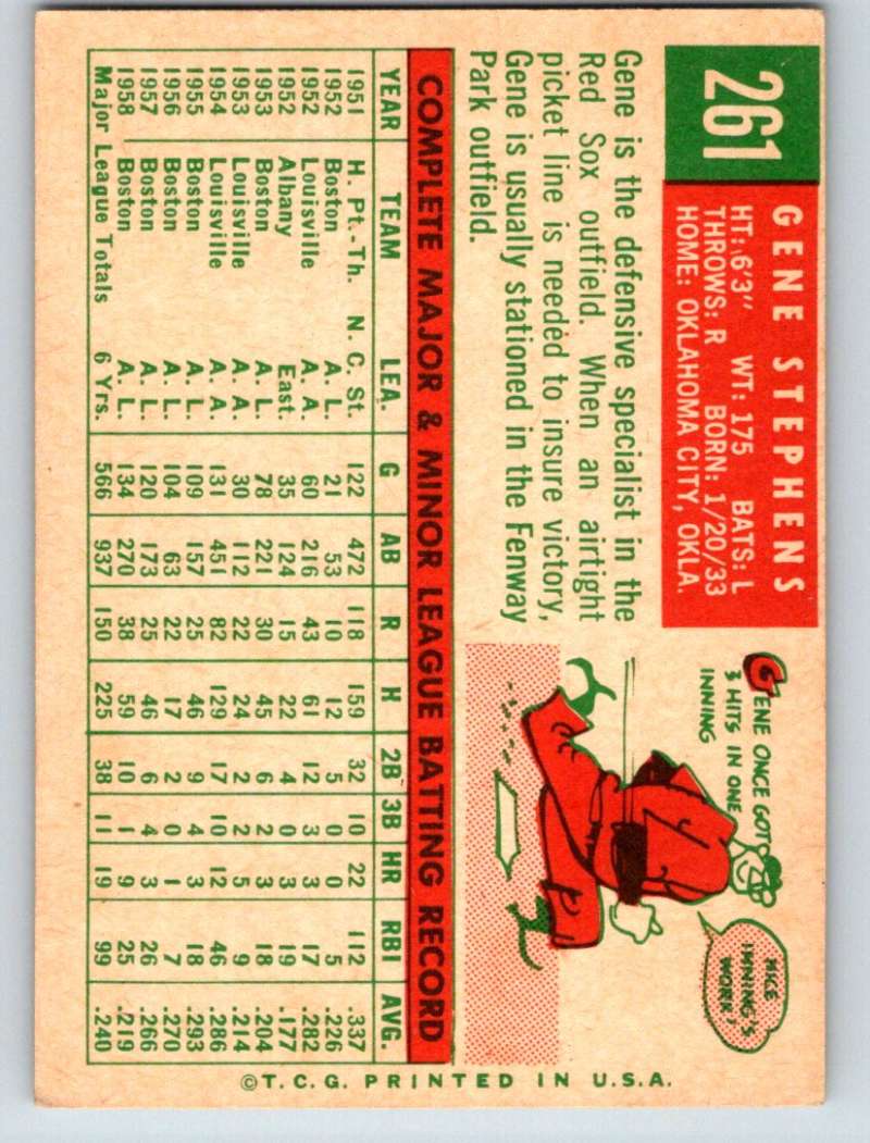 1959 Topps #261 Gene Stephens Red Sox 3627