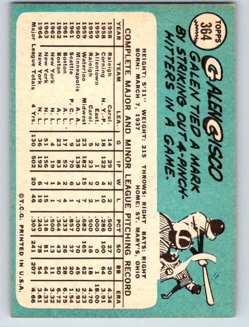 1965 Topps #364 Galen Cisco Mets Baseball NM 3698