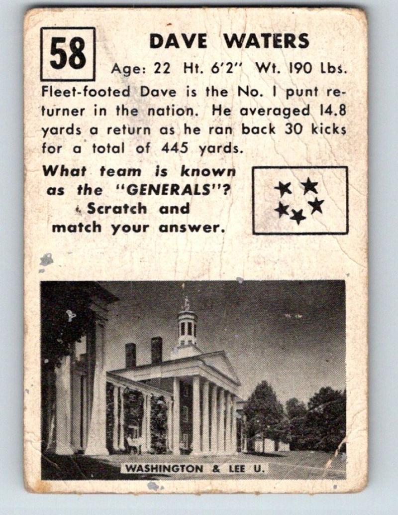 1951 Topps Magic #58 Dave Waters Football NFL Vintage Card 03759