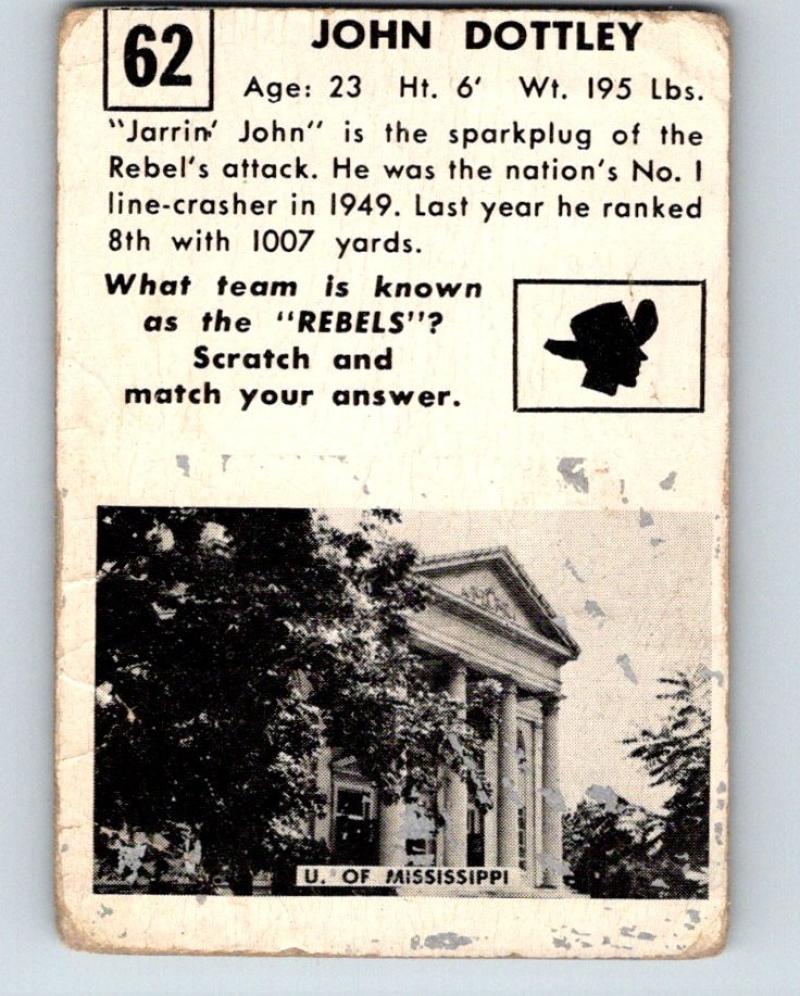 1951 Topps Magic #62 John Dottley Football NFL Vintage Card 03760