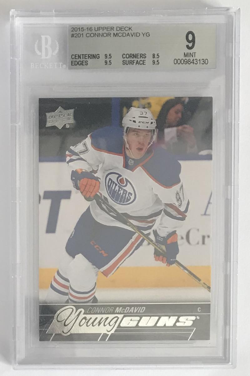 2015-16 Upper Deck CONNOR McDAVID Young Guns BGS 9 Rookie RC Mint -3130