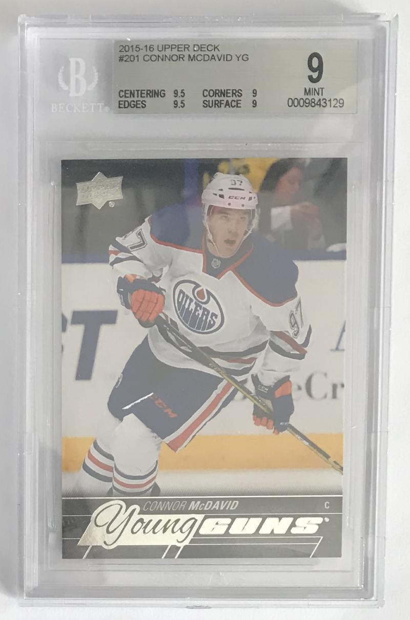2015-16 Upper Deck CONNOR McDAVID Young Guns BGS 9 Rookie RC Mint -3129