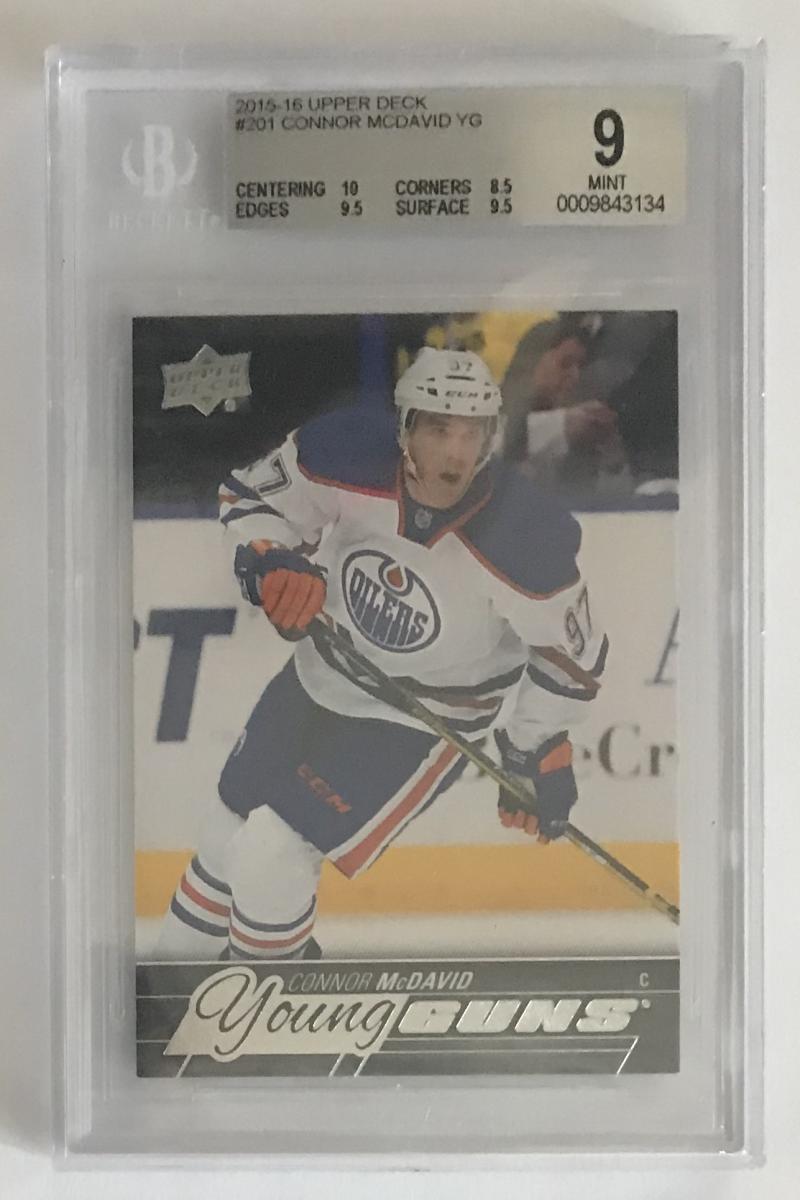 2015-16 Upper Deck CONNOR McDAVID Young Guns BGS 9 Rookie RC Mint -3134