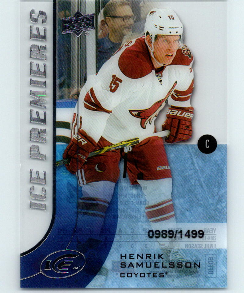 2015-16 Upper Deck Ice Premeires Henrik Samuelsson RC Rookie 989/1499 04158 Image 1