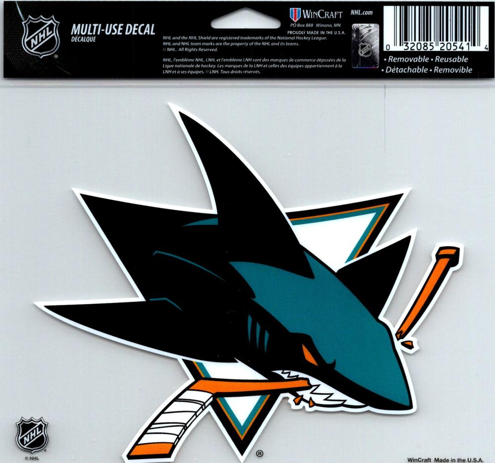 San Jose Sharks Multi-Use Decal Sticker 5"x6" NHL Clear Back Image 1