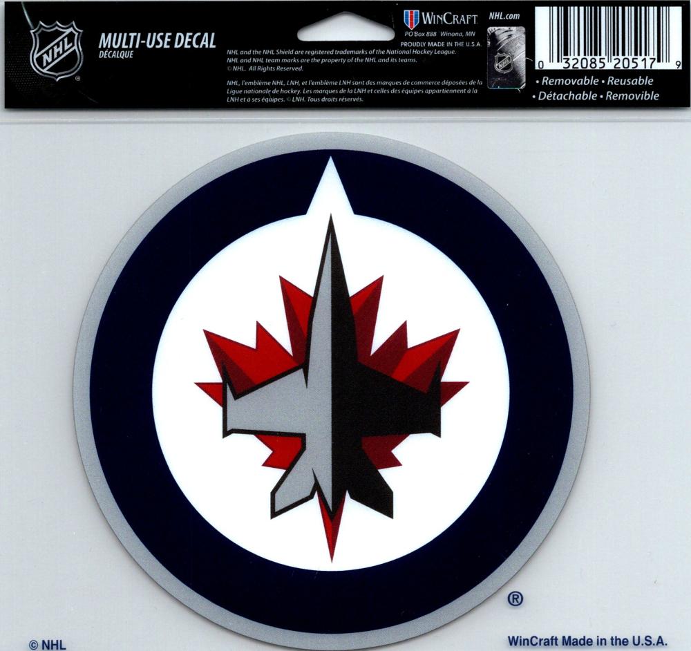 Winnipeg Jets Multi-Use Decal Sticker 5"x6" NHL Clear Back Image 1