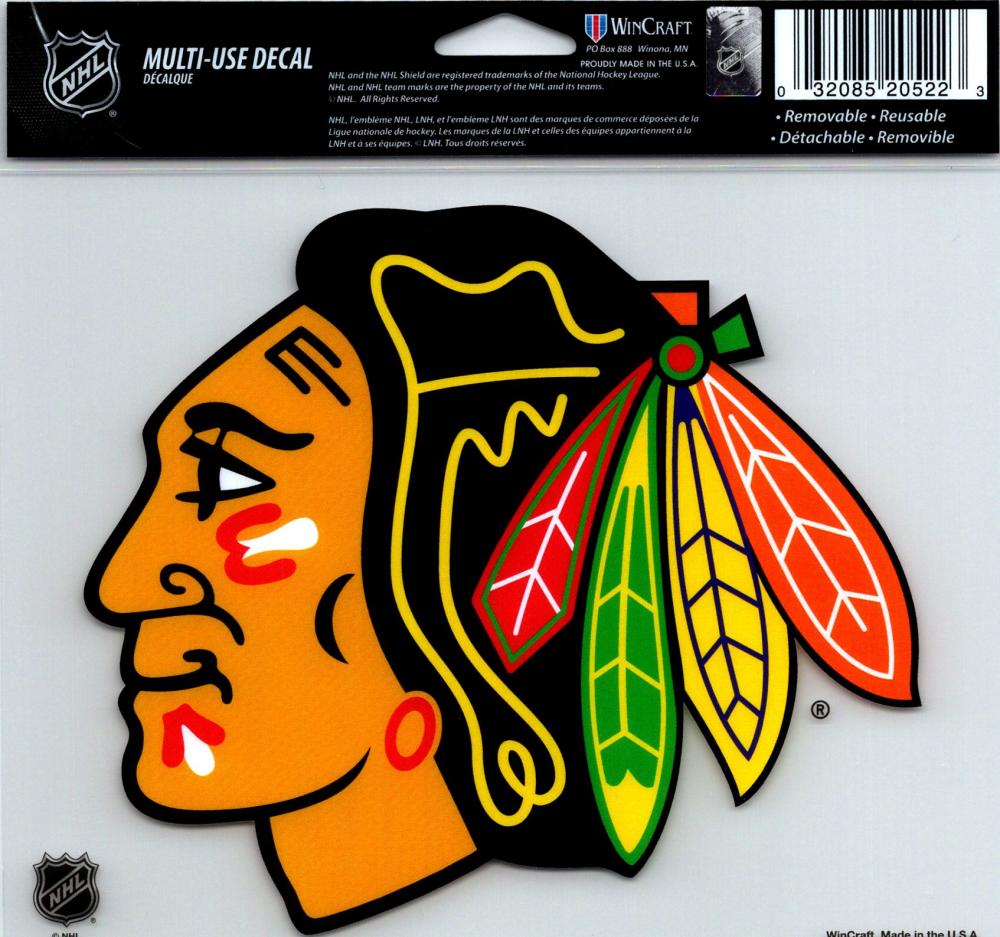 Chicago Blackhawks Multi-Use Decal Sticker 5"x6" NHL Clear Back Image 1