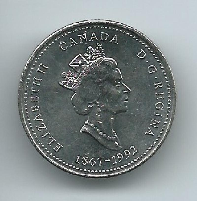 (HCW) 1992 Canadian 25 Cent Quarter Coin Canada - 1867-1992 Yukon *8026