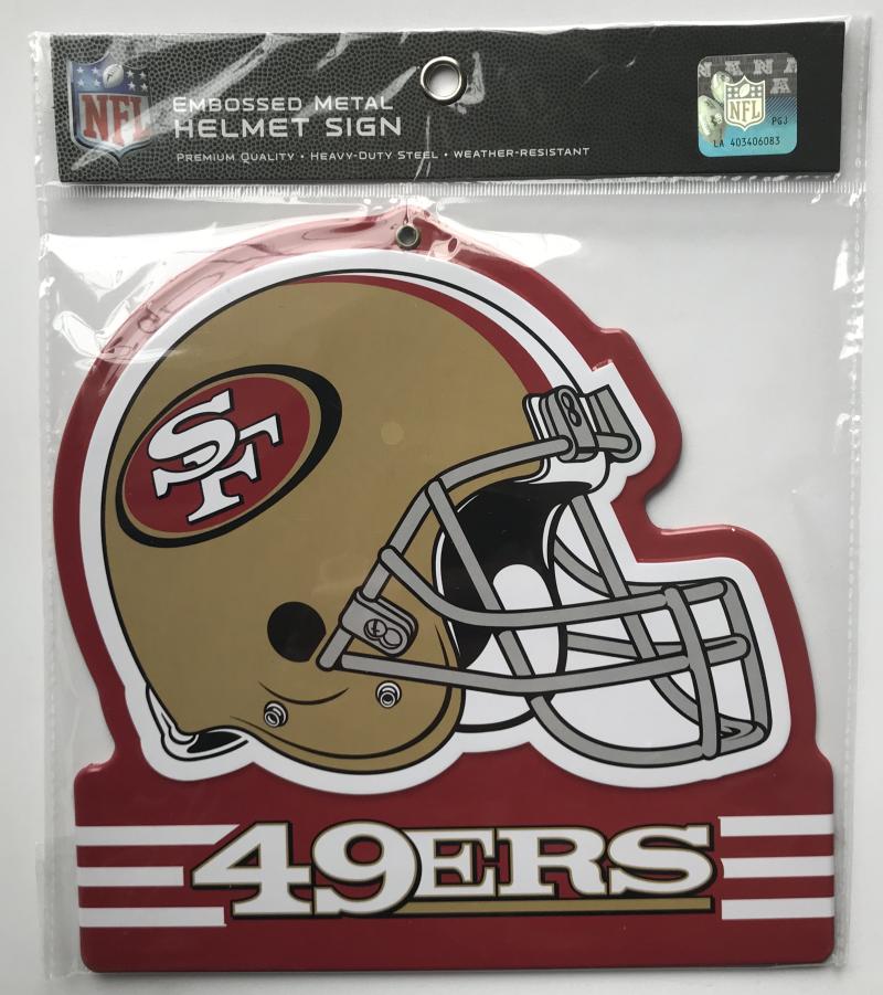 San Francisco 49ers NFL Embossed Heavy-Duty Metal Helmet Sign 8"x8" Image 1
