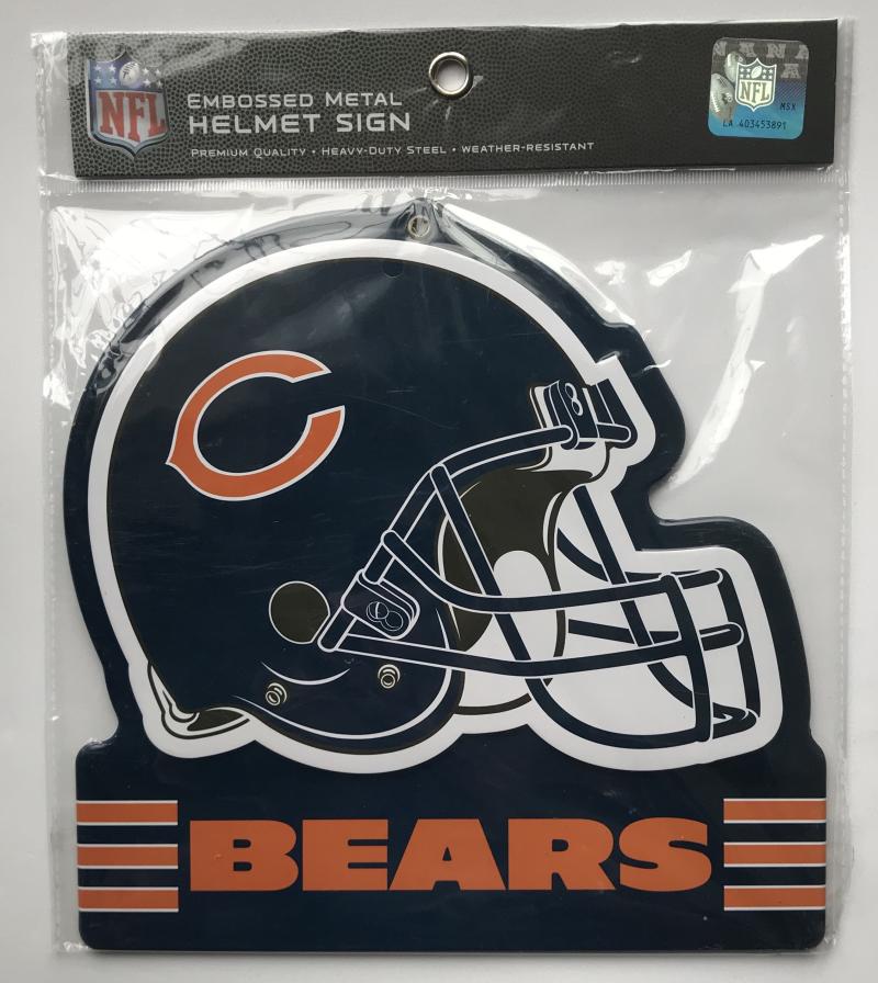 Chicago Bears NFL Embossed Heavy-Duty Metal Helmet Sign 8"x8" Image 1