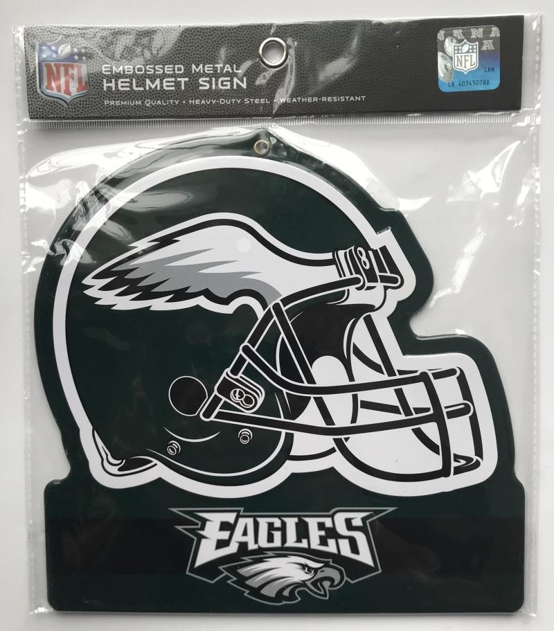 Philadelphia Eagles NFL Embossed Heavy-Duty Metal Helmet Sign 8"x8" Image 1