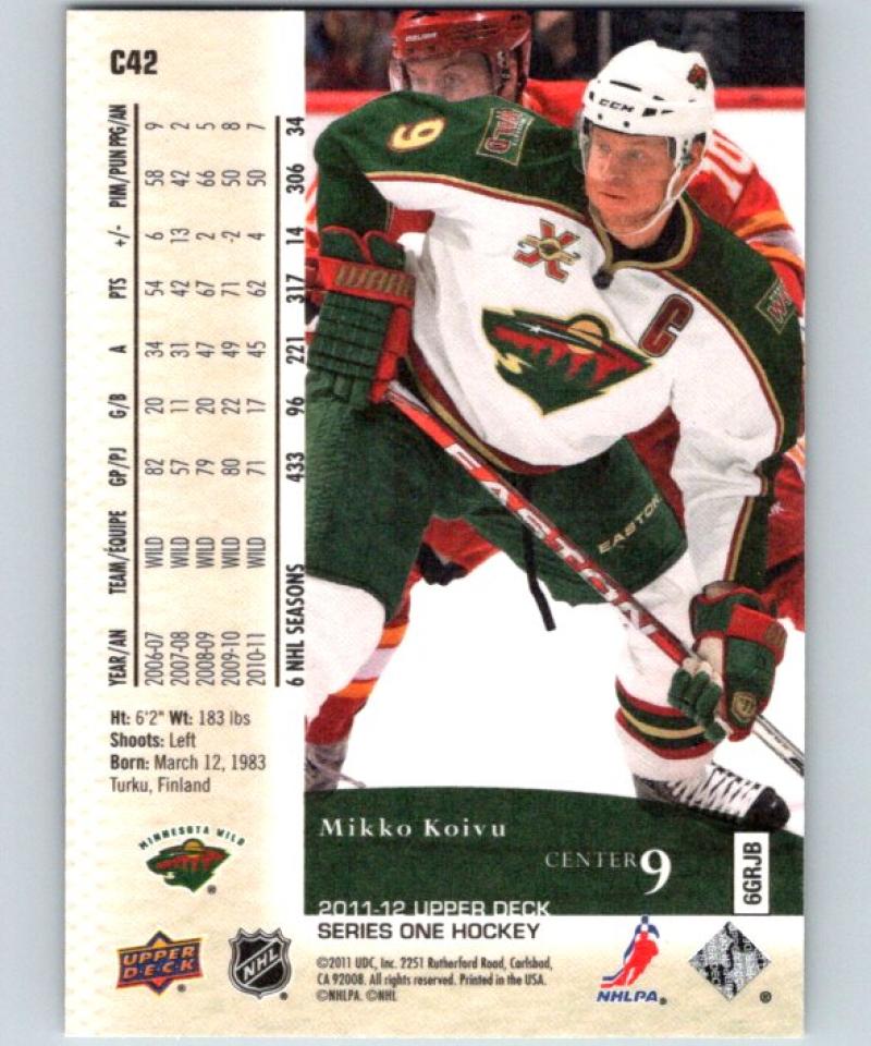2011-12 Upper Deck Canvas #C42 Mikko Koivu NM-MT Hockey NHL Wild 04341 Image 2