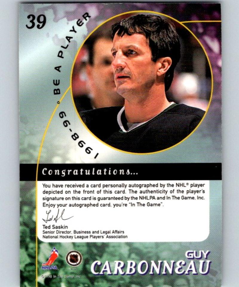 1998-99 Be A Player Autographs #39 Guy Carbonneau NM-MT Hockey NHL Auto 04349