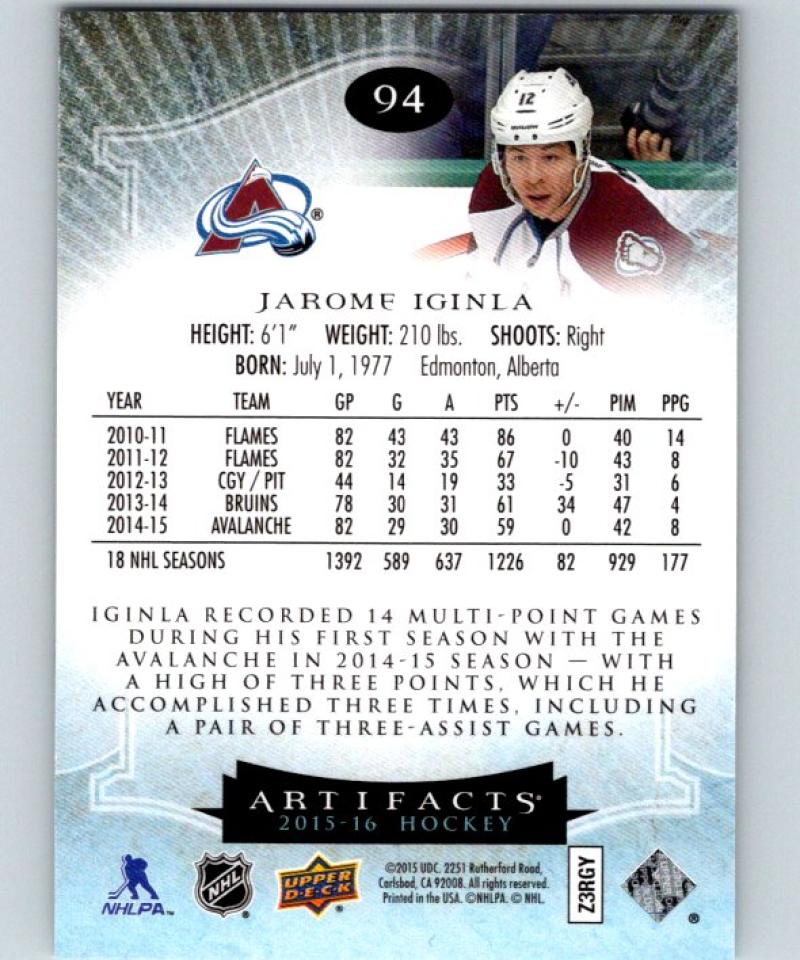 2015-16 Upper Deck Artifacts Ruby #94 Jarome Iginla NM-MT Hockey 272/399 04357