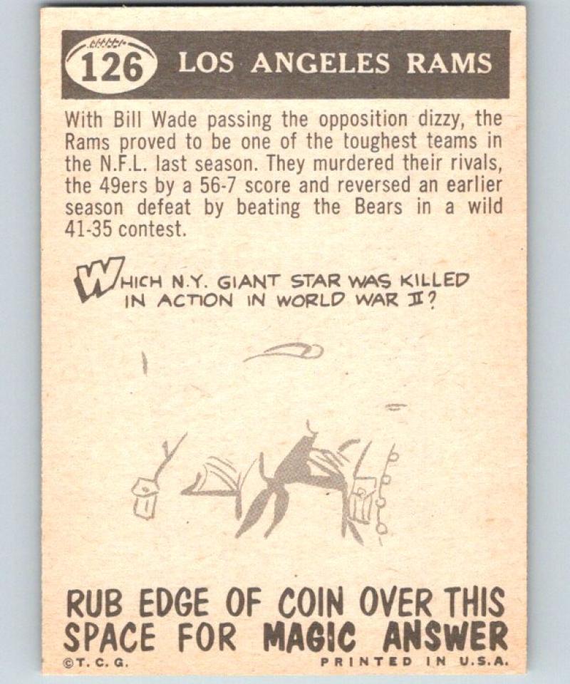 1959 Topps #126 Rams Pennant Football NFL LA Rams Vintage 04376