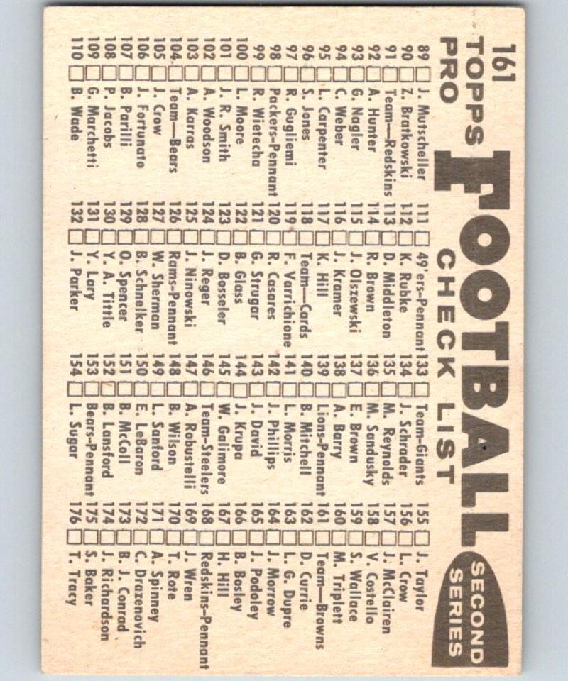 1959 Topps #161 Browns Team Football NFL Browns Vintage 04382