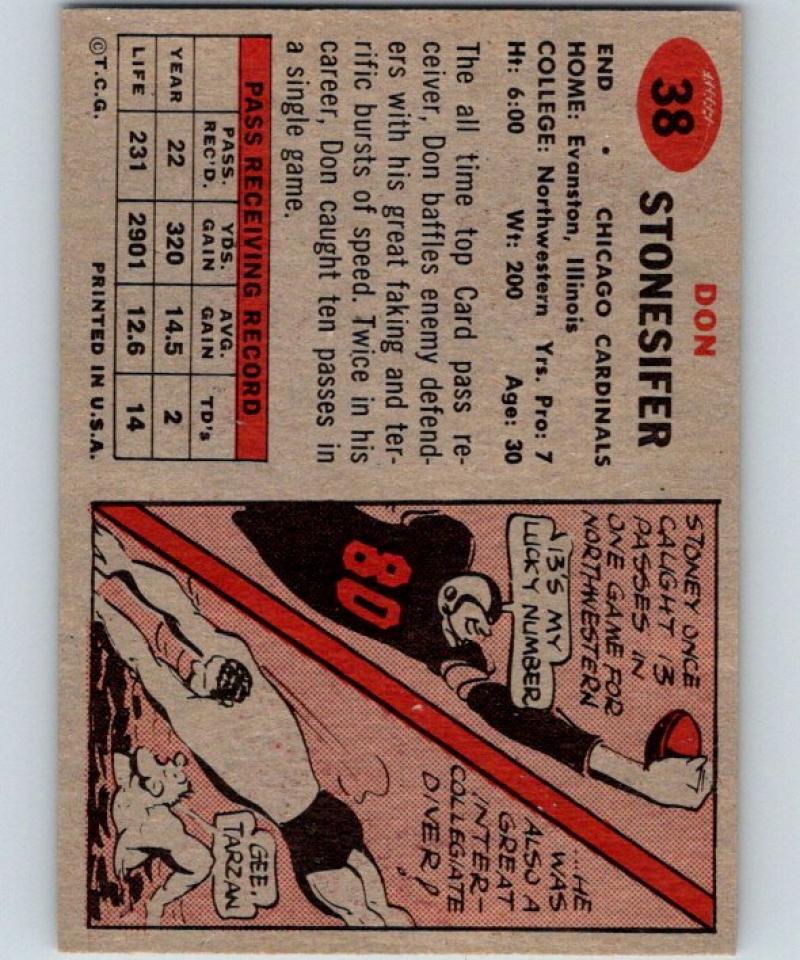 1957 Topps #38 Don Stonesifer Football NFL Vintage 04393 Image 2
