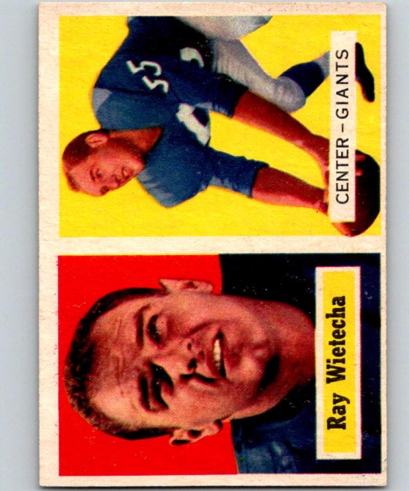 1957 Topps #122 Ray Wietecha DP Football NFL NY Giants Vintage 04407 Image 1