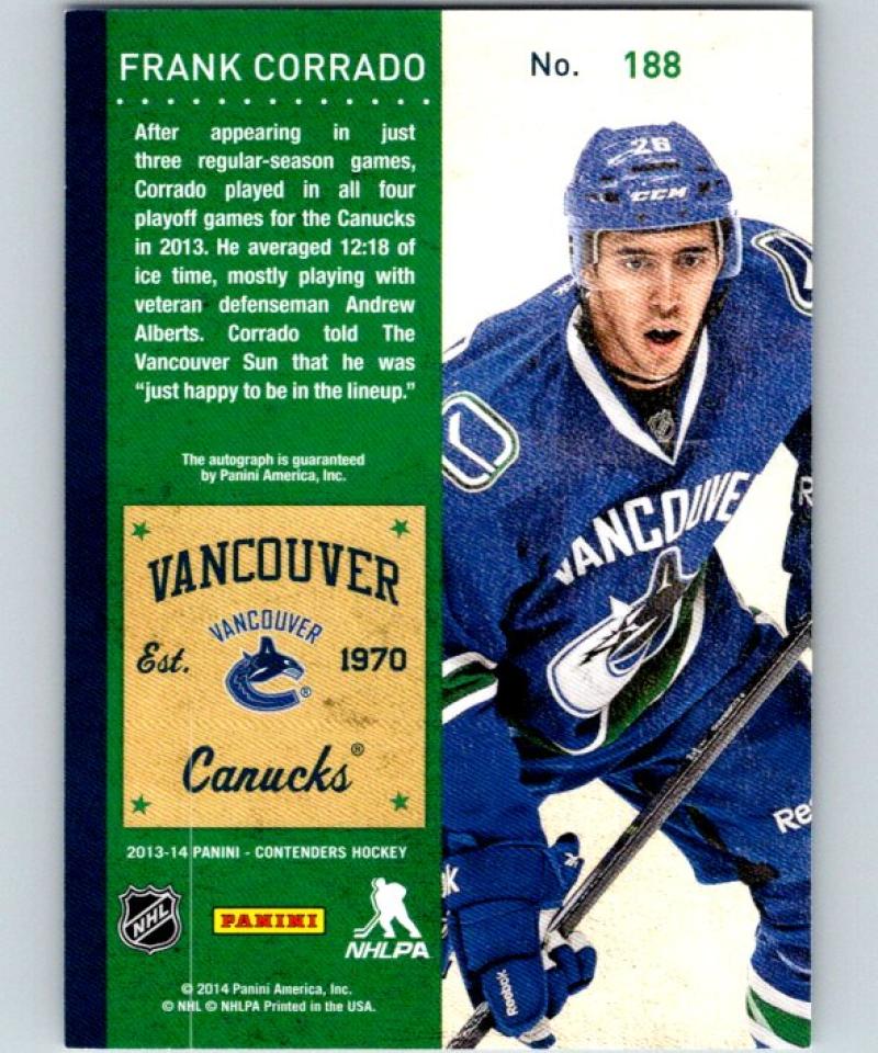 2013-14 Playoff Contenders Rookie Ticket Signatures #188 Frank Corrado 04420